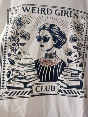 “Weird Girls Club” Graphic Tee – Artsy Bookish Design NWOT